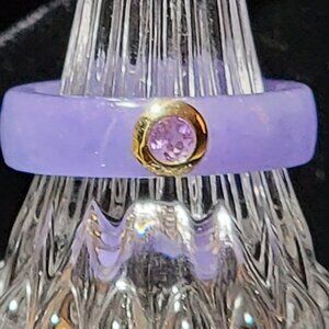 Lavender Jade and .20 Carat Amethyst Ring with 14kt Gold